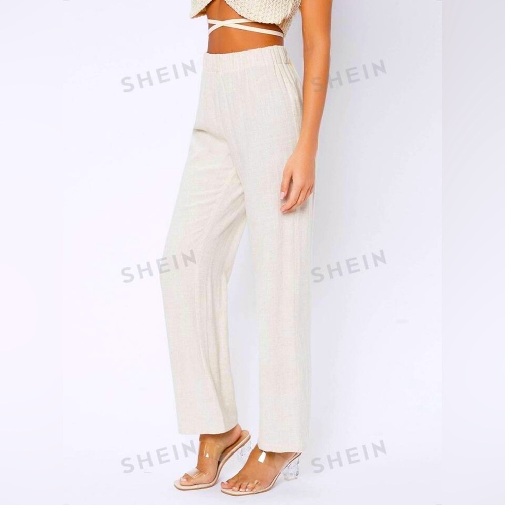 Shein Wide Leg Cream Trouser Pants​​​